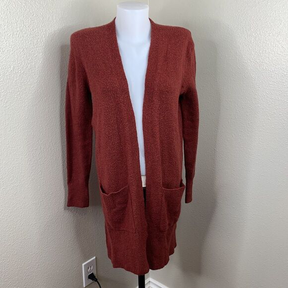 Madewell Red Open Front Cardigan Women’s Sz XS Merino Wool Alpaca Blend - Picture 2 of 6